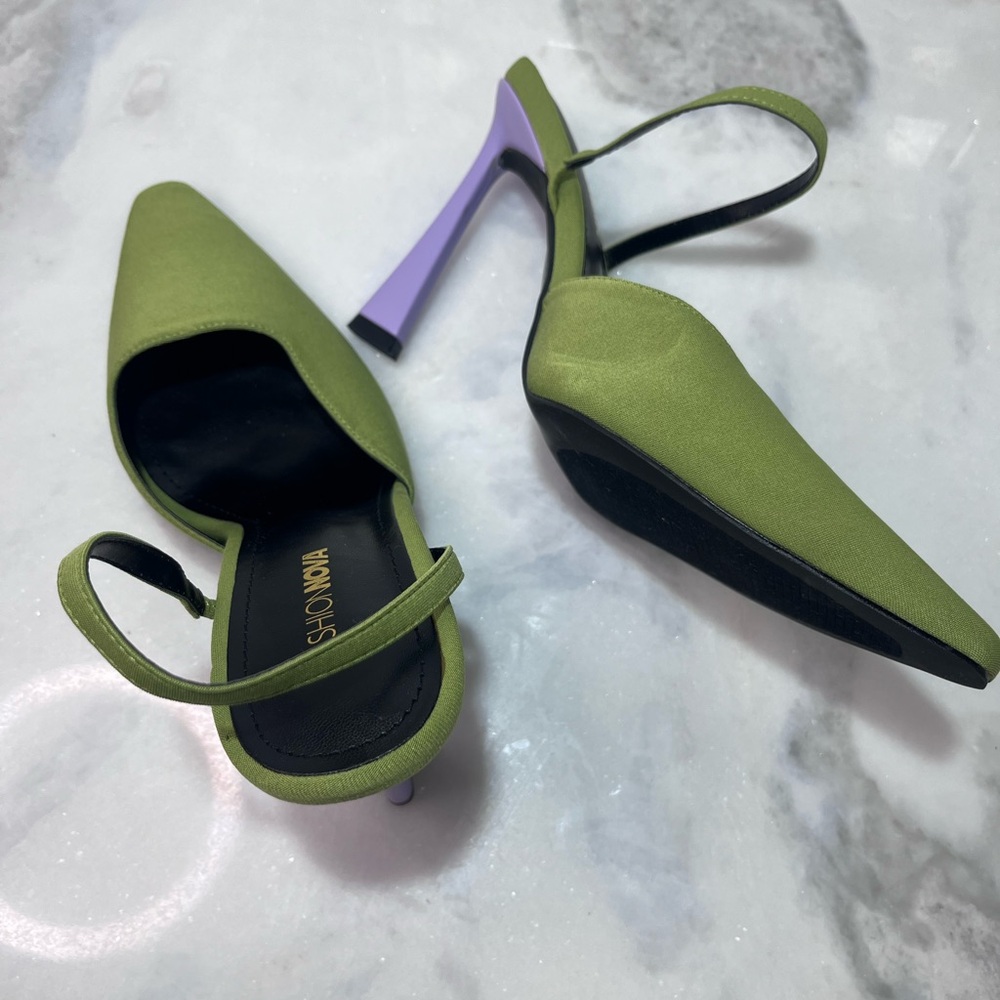 Fashion Nova Green Stiletto Heels, size 9